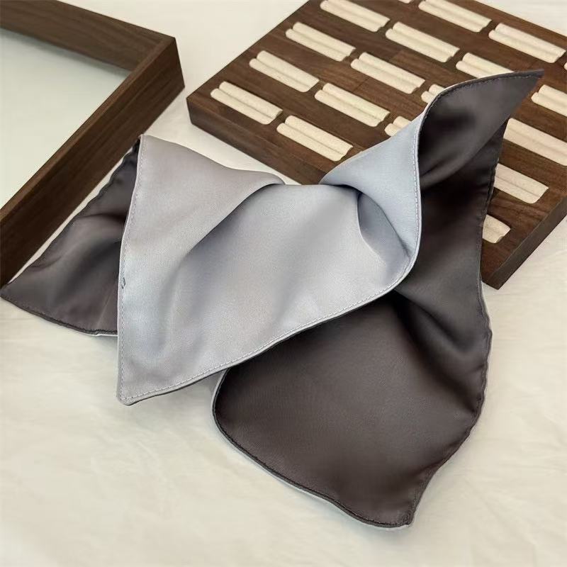 5679 스퀘어 스카프 - 솔리드 컬러 블루 앤 그레이 (25cm)