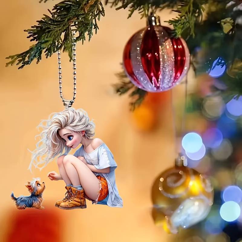 2D nuevos productos personajes de dibujos animados perros colgante acrílico plano transfronterizo decoración interior de automóviles colgantes de regalos de vacaciones