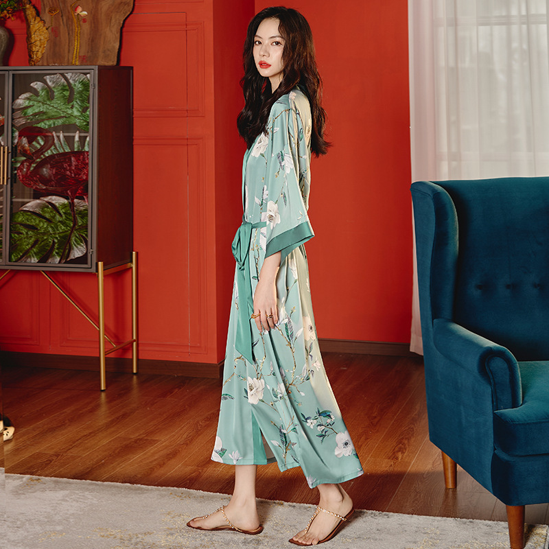 Yaoting pijamas de gasa de satén para mujer verano talla grande hielo seda ligero de lujo bata de baño ropa de casa fresca 2669