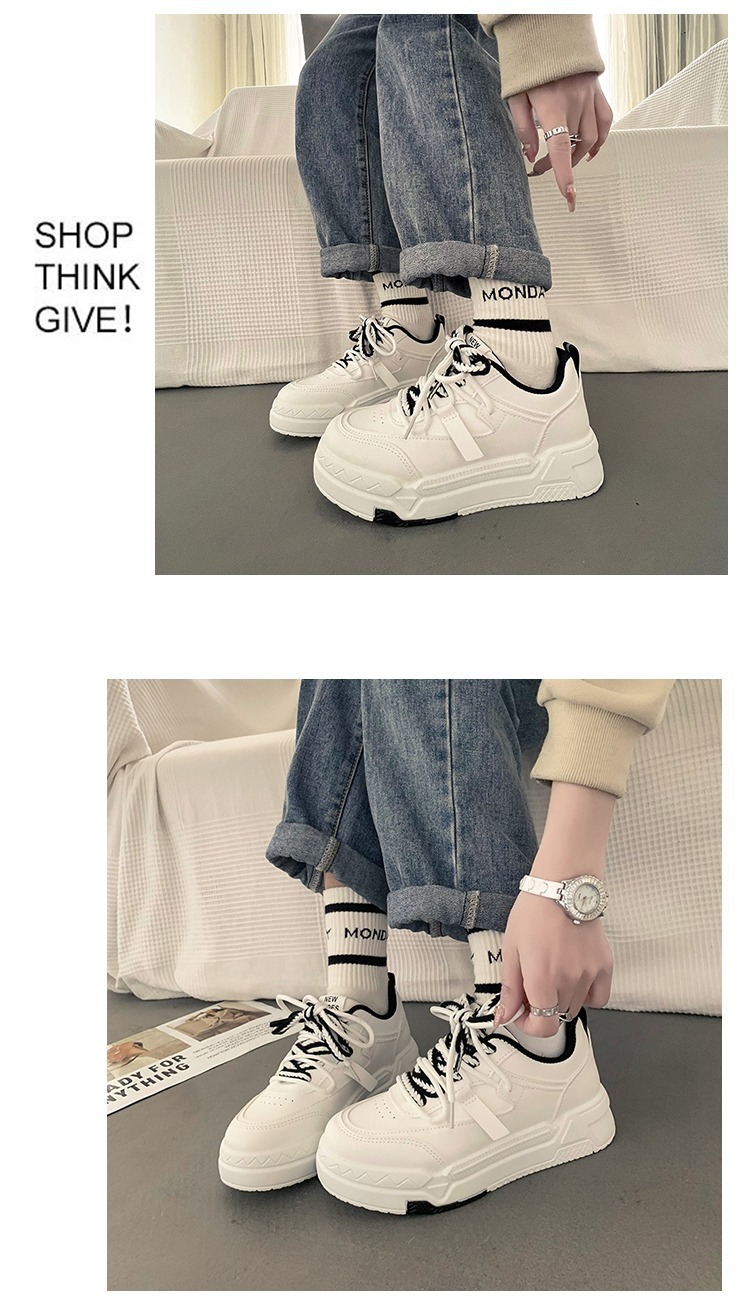 35-43 Übergröße Damen 41 dicke Sohlen vielseitige weiße Frühlingsdesign sportliche und lässige Boardschuhe 42_voghion.com