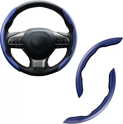 Cover with Anti-Slip and Wear-Resistant – Steering wheel cover - carbon-fiber-pattern-blue-2-pack-38cm