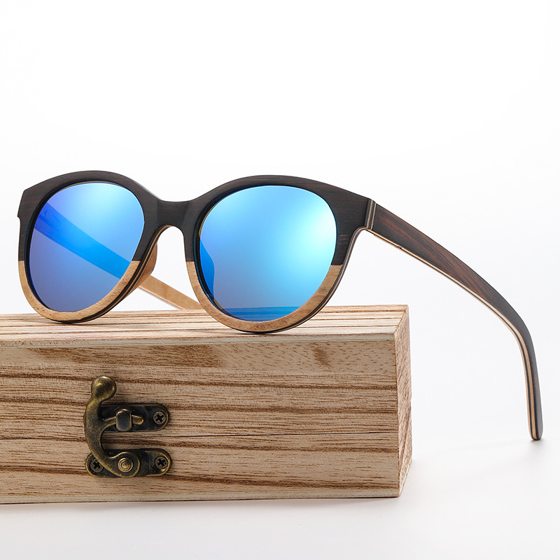 热卖新款压层竹木眼镜 双拼色木制太阳镜 竹木质太阳眼镜现货