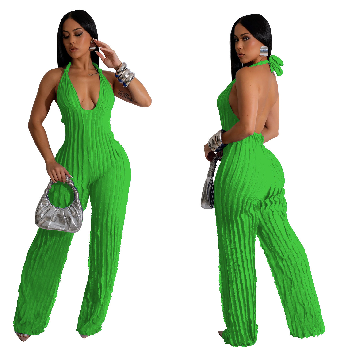 287g Weight Sleeveless Sleeve Length Full Length Pants Length Spandex, Polyester Fabric Type Mid Waist Waist Line Jumpsuits Pants Type Bodysuits Tops Type Holiday, Street Occasion Slim Fit Type Solid Color Pattern Summer Season Women's Gender Sexy, Streetwear Style Wholesale Women's Sexy Streetwear Solid Color Sleeveless Bodysuits 28