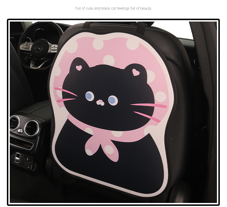 Black Cat Lady Cute Cartoon Chair Back Anti-Kick Pad Car Seat Back Anti-Stain Pad Long and Short Two Styles