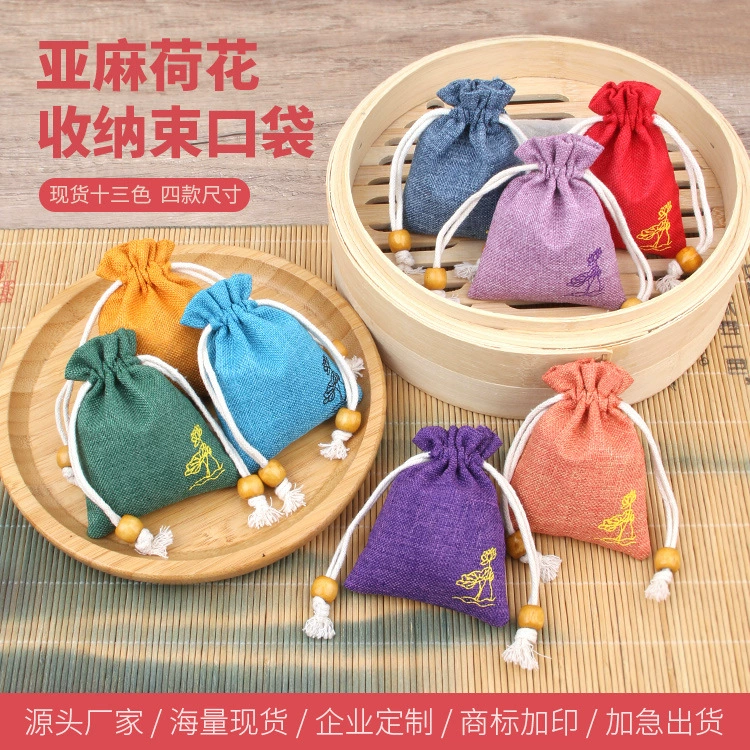 Льняная сумка из чистого хлопка маленькая сумка для чашек сумка для хранения ювелирных изделий сумка для хранения на шнурке ручной работы парчовая сумка игровая сумка тарелка сумка для бусин