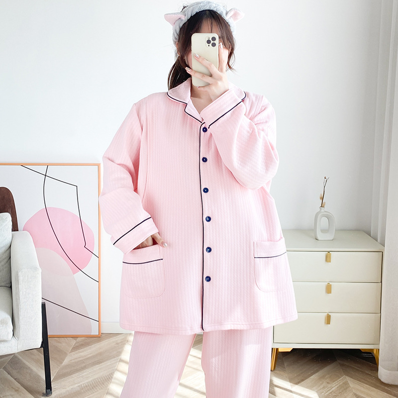산후복 에어레이어 3겹 패딩 두꺼워진 모유수유 임산부 잠옷 가을 겨울 중간층 슈트 원피스 도매