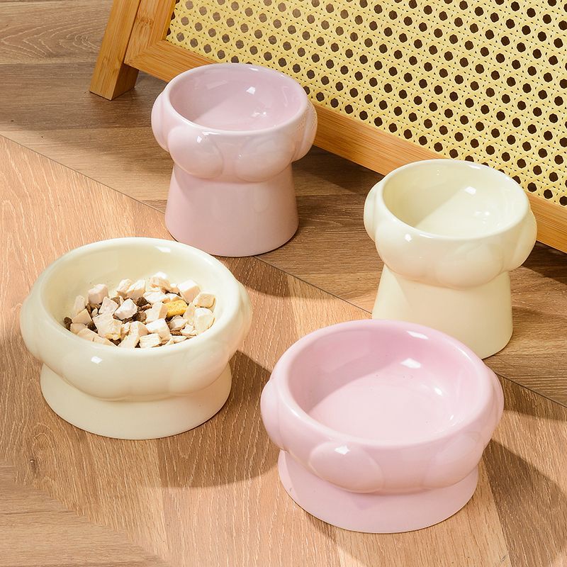 Ceramic Cat Bowl, New Cute Design, Neck-Protecting Food Bowl, Anti-Spill, for Cats to Eat and Drink, Pet Dog Food Bowl