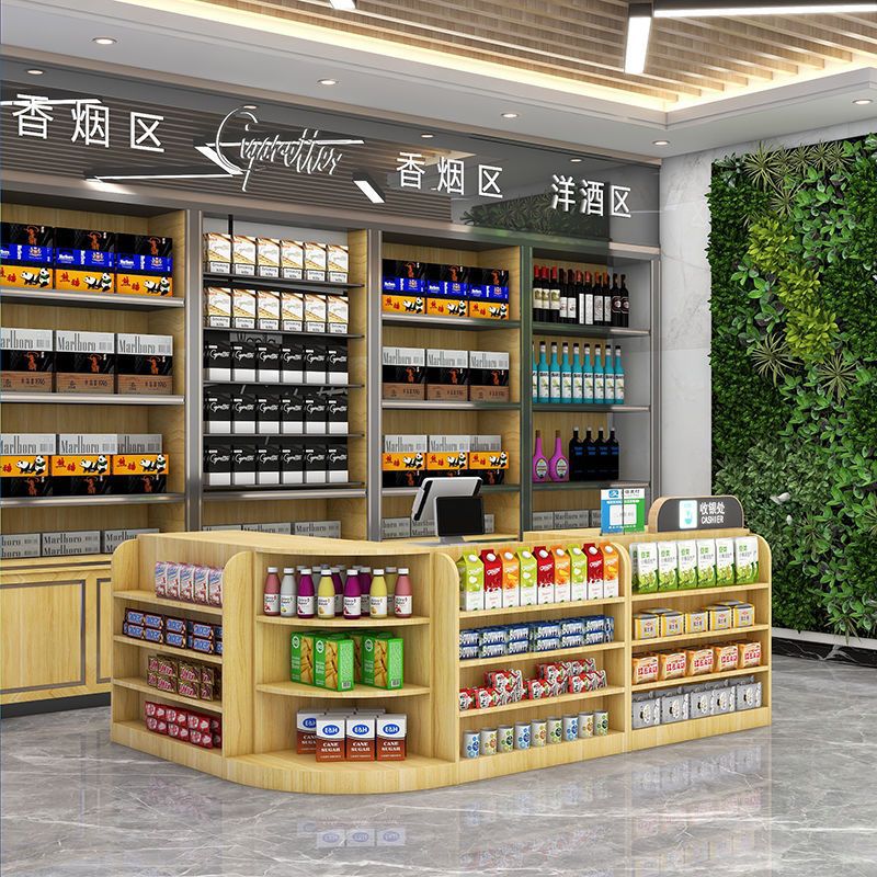 超市便利店母婴店收银台现代小型木质转角多功能简约组合吧台
