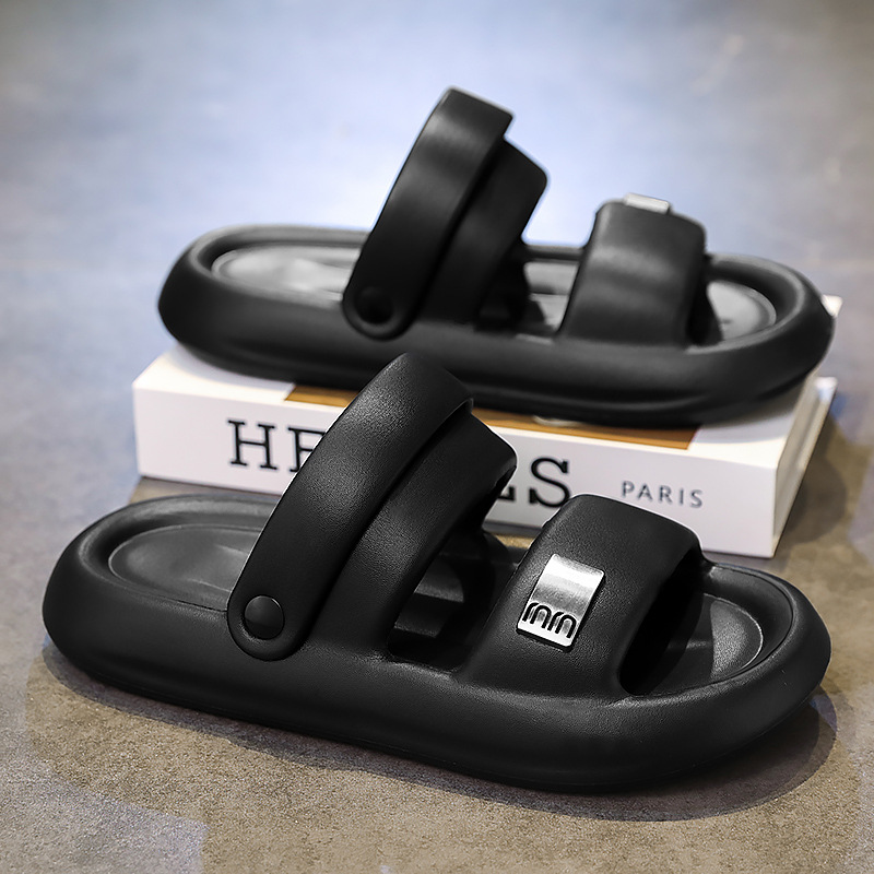 2025 primavera nuevas zapatillas de hombre para usar en el hogar para pisar pedazos gruesos sandalias de fondo suave para hombres al por mayor antideslizantes
