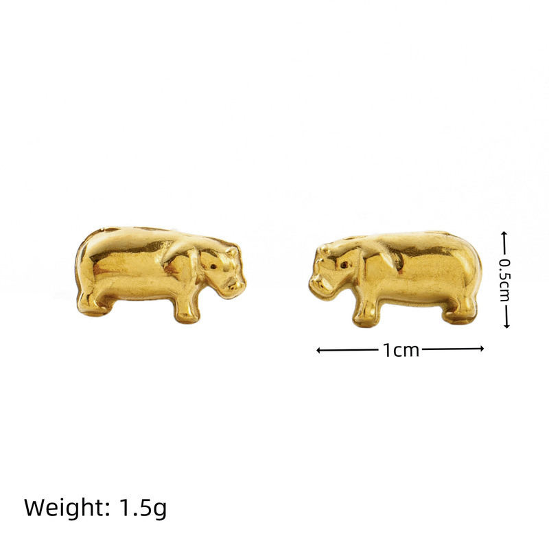 ニッチなデザインの小動物イヤリング、ファッショナブルでかわいいステンレススチールメッキ18Kゴールドクロスボーダー卸売|undefined