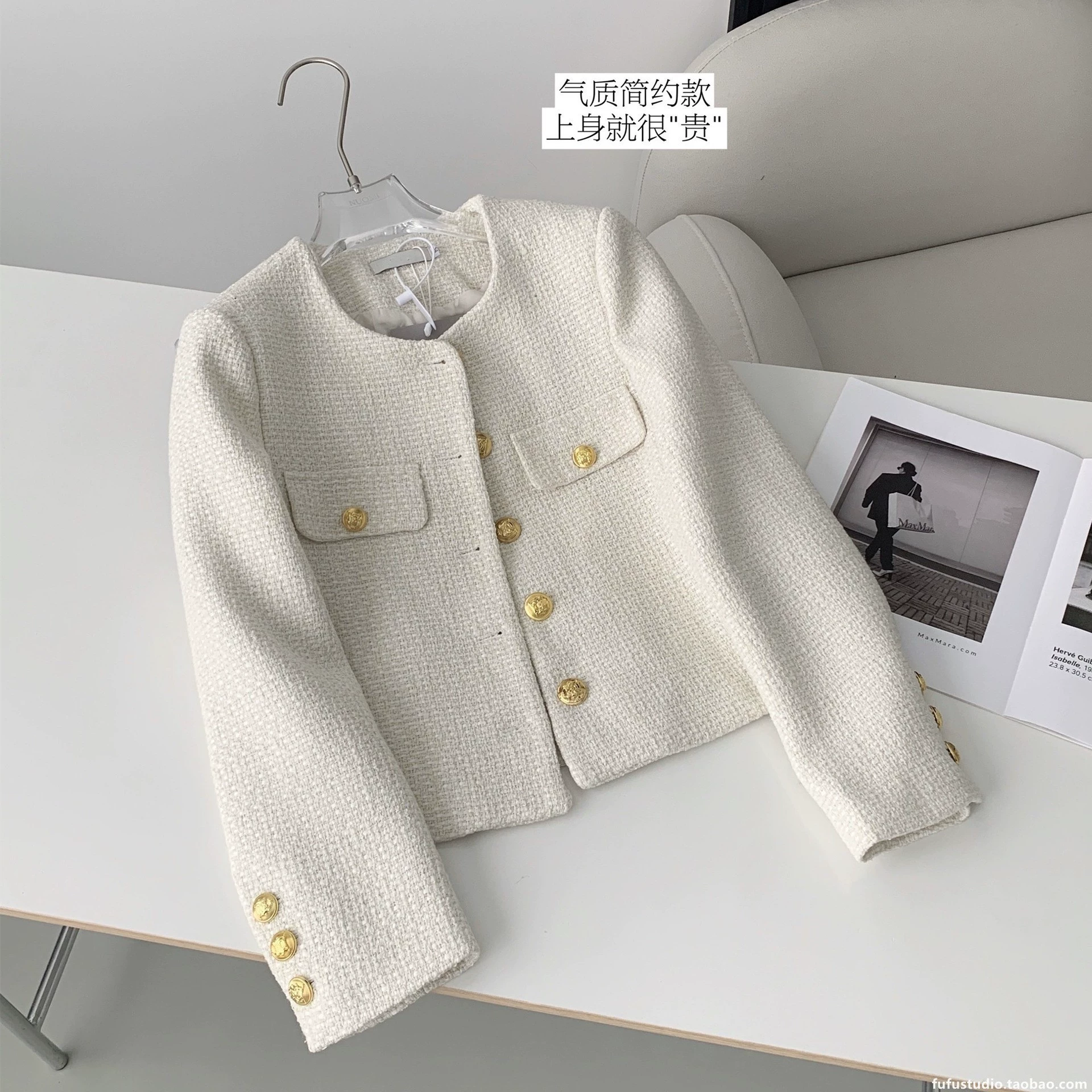 Осенняя куртка, короткий рукав, стиль Chanel, французский стиль, оверсайз