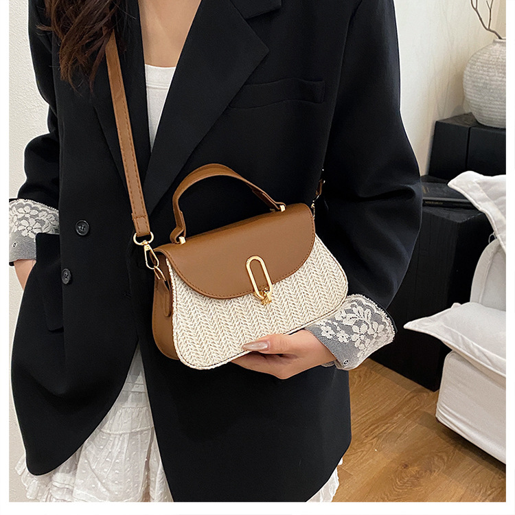 264g Weight Lock clasp Closure Type Single Shoulder Strap Strap Type Shoulder Bag Bags Type Casual Occasion Pu Leather Material Color Block Pattern All Seasons Season Women's Gender Streetwear Style Square Shape Women's Pu Leather Color Block Streetwear Square Lock Clasp Shoulder Bag 10