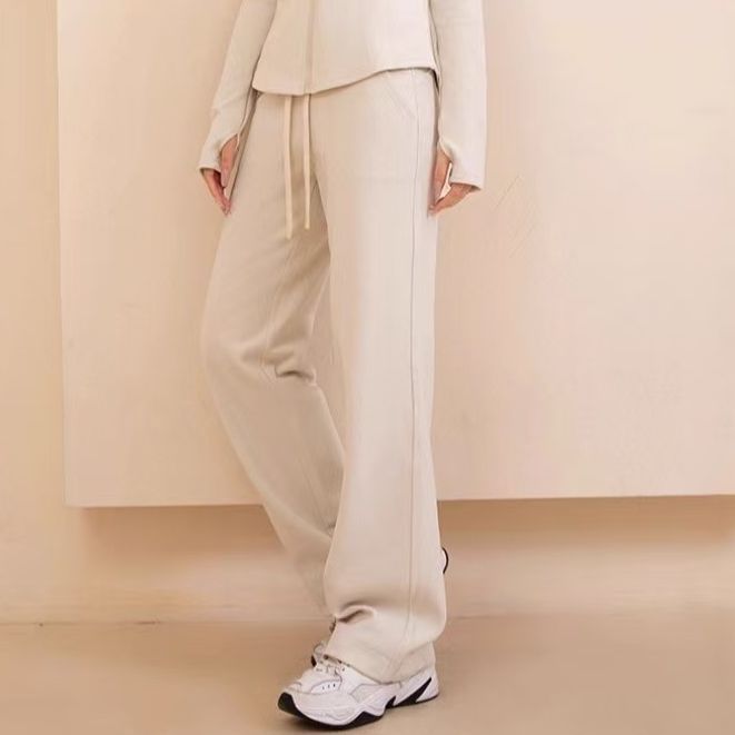 高级感运动服瑜伽服套装女秋冬季立领开衫高腰阔腿休闲裤两件套|undefined