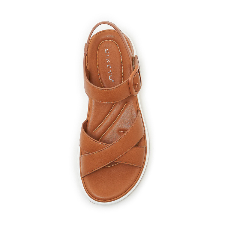 Sandal quai chéo nữ đế dày chống trượt mùa hè — màu nâu, màu đen, màu xám, màu mơ chi tiết 38