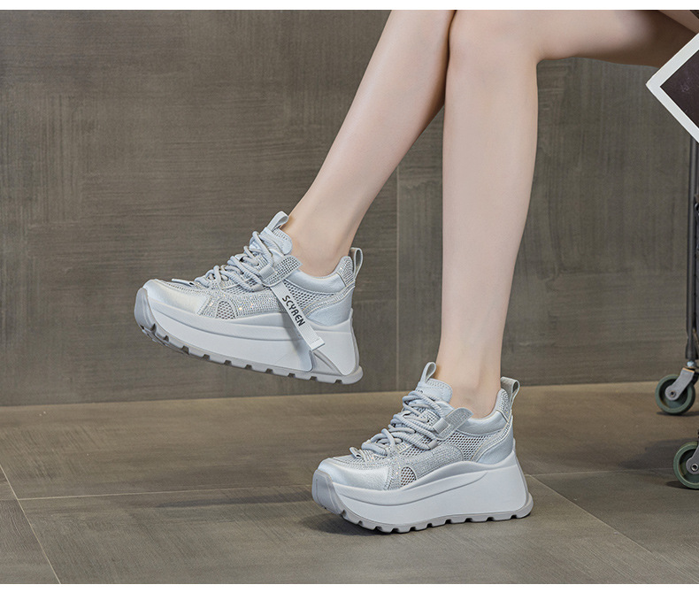 Giày sneaker nữ đế dày lưới thoáng khí phong cách retro — Xám 5066, Be 5066, Hồng đào 5066 chi tiết 25