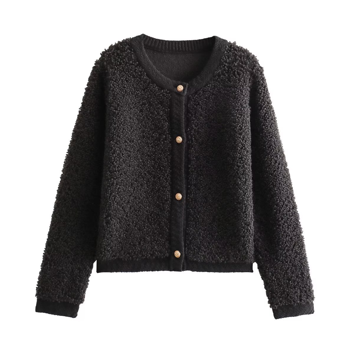3-color button embellished looped for women, 2023 autumn new knitted cardigan_voghion.com