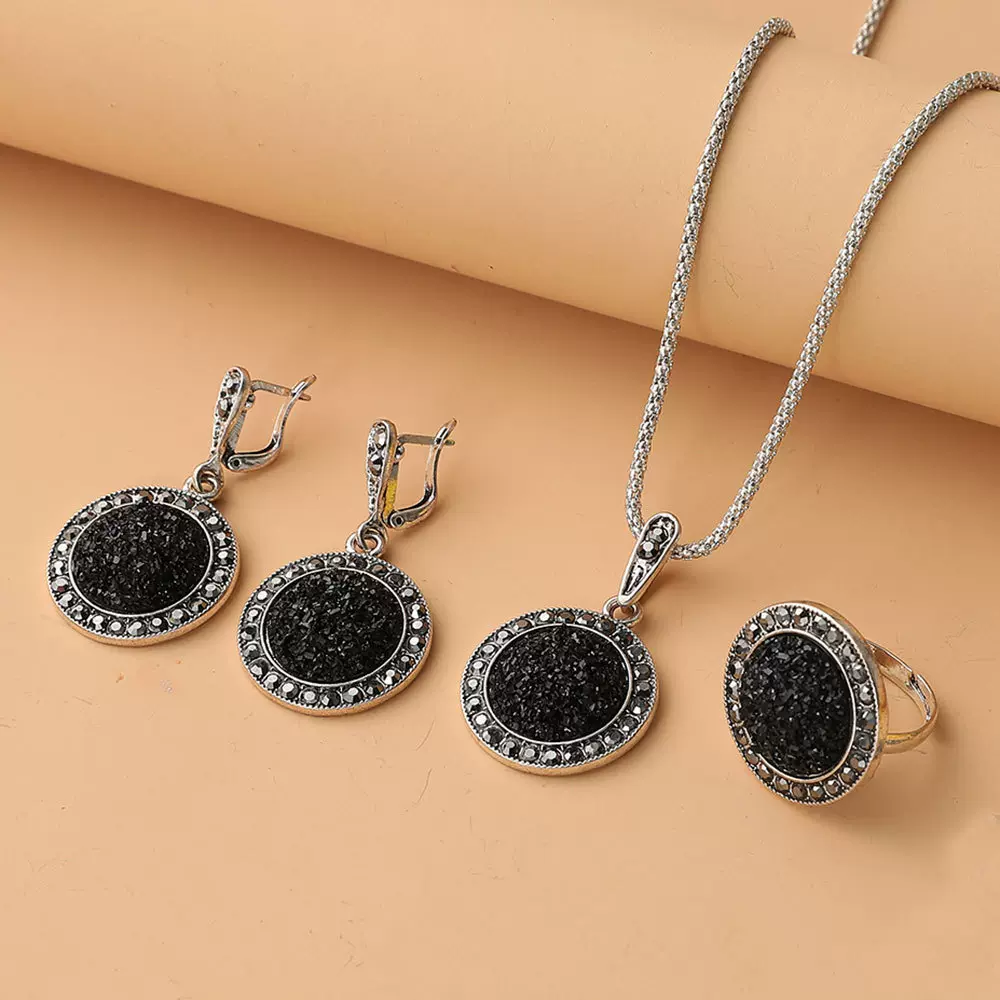 欧美跨境项链耳环戒指首饰套装轻奢百搭新娘女士饰品源头厂家批发