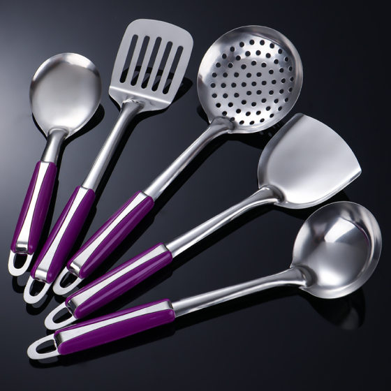 Stainless Steel Kitchenware Set Household Furniture Cooking Pot Shovel Soup Spoon Colander Rice Spoon Eight-piece Set
