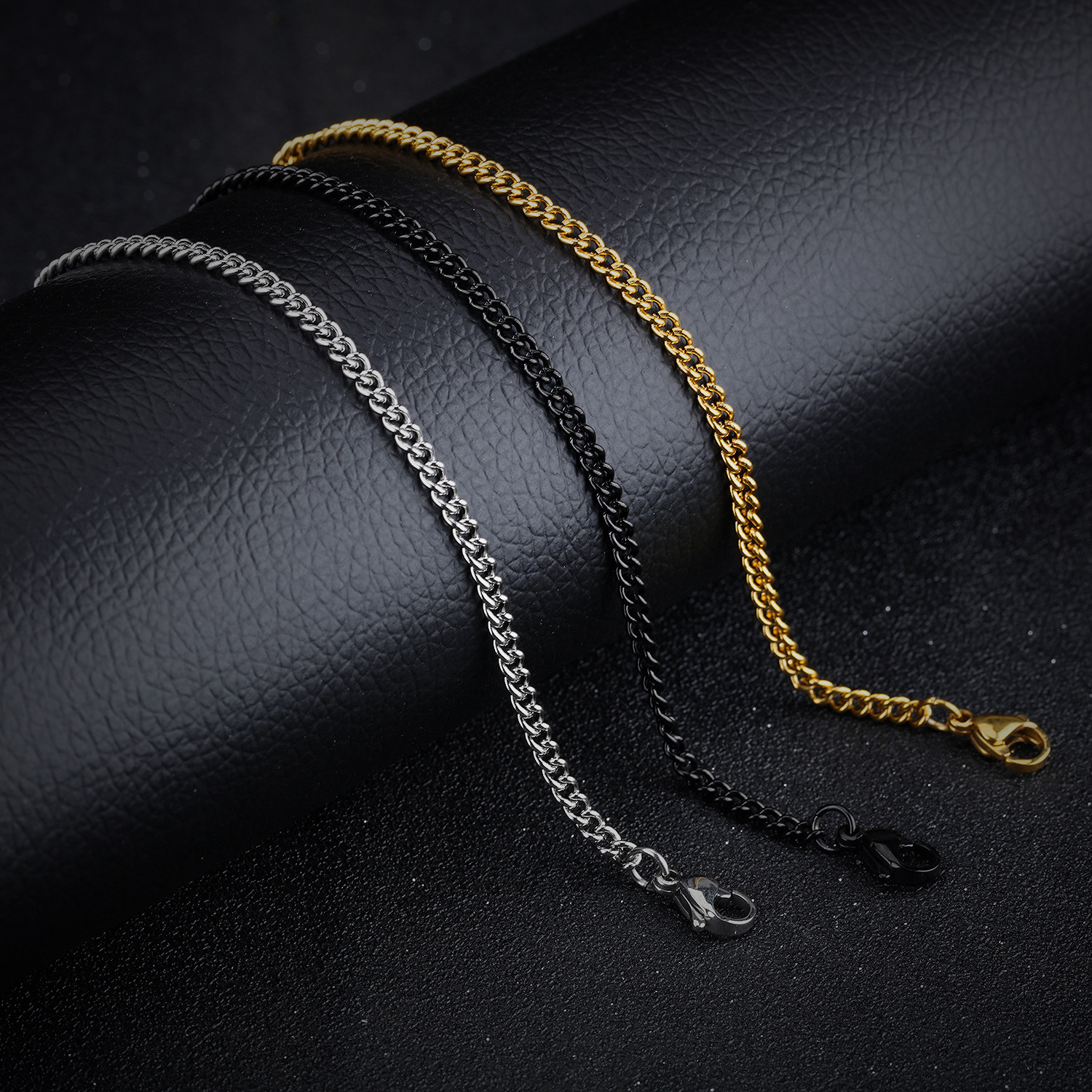 Herren Vintage Kette Aus Titan Einzigartige Flache Halskette_voghion.com