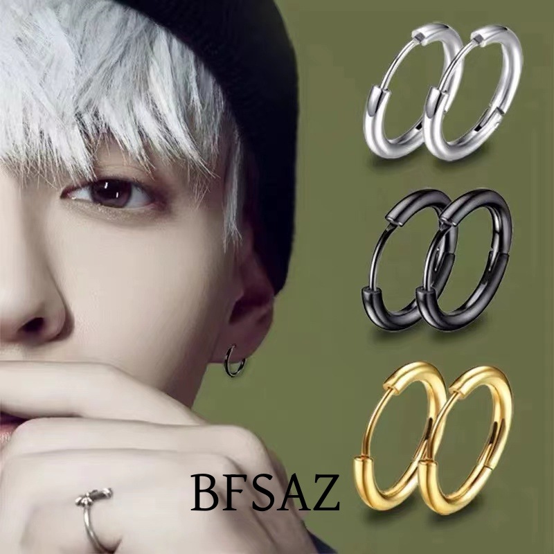 Titanium Steel Earrings Simple Ear Stud Elegant Ear Buckle Men's Unisex Ear Ring Hip-Hop Stainless Steel Earrings Single