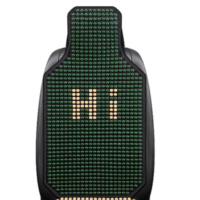 Wooden Bead Cool Mat Single | Cool pad - bear-emerald-wooden-beads-backrest