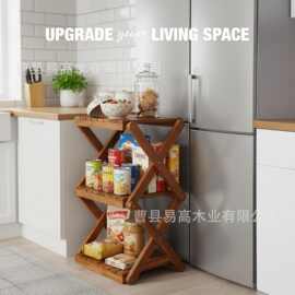 木质可折叠收纳架玄关免安装鞋架防实木多用浴室置物架多层整理架