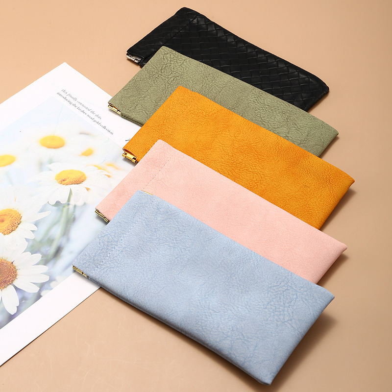 Internet famous glasses bag sunglasses sunglasses universal storage bag PU leather shrapnel mouth automatic closed glasses storage bag