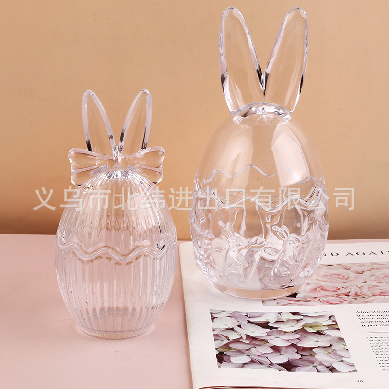 Creative Butterfly Glass Storage Jar Candy Rabbit Ears Glass Jar Egg Shape Glass Candle Jar Windproof Jar