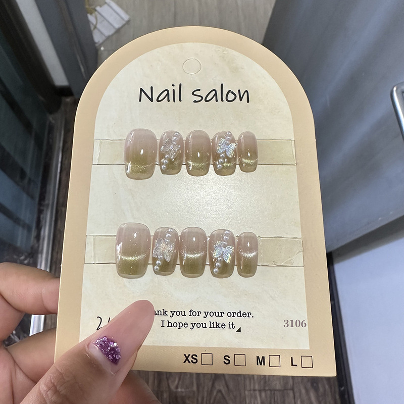 Wearable Nails, Cat Eye Wearable Nails, Nail Patches, Handmade Semi-Handmade Manicure, Fake Nails, Gilt 3106 Style