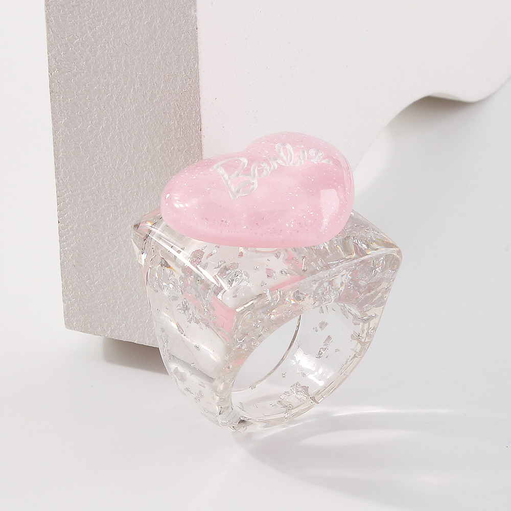 Simple Candy Color Heart Letter Resin Ring Wholesale Nihaojewelry display picture 3