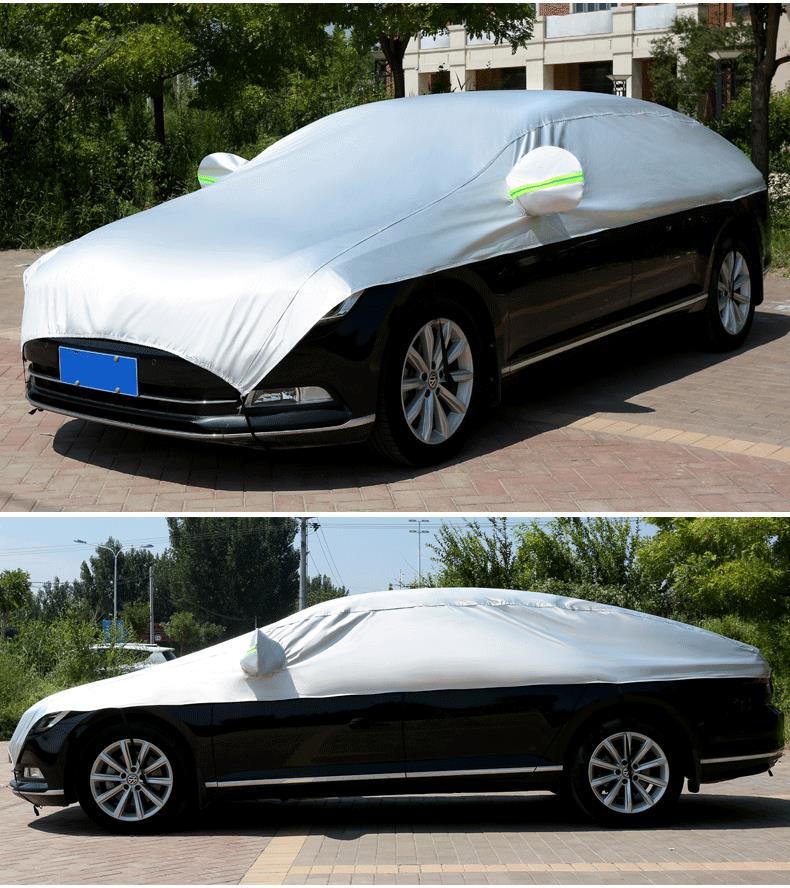 Car Half-Cover, Car Cover, All-Season Sun Protection, Rainproof, Heat-Insulating Sunshade, Half-Body Front Shield, Thickened Car Roof Cover