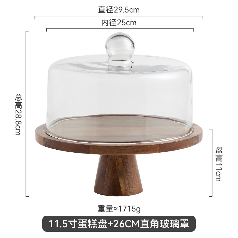 Vintage Acacia dulces dulces pan bandeja de bocadillos alta pie pastel estante sala de estar bandeja de frutas almacenamiento de bocadillos