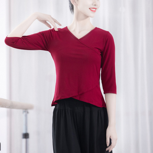 Dance practice clothes for women modern classical jazz square ethnic adult teacher art exam body yoga slimming top