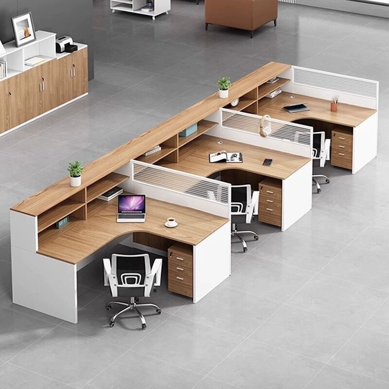 Screen partition staff office desk, simple modern 4-person partition staff workstation table and chair combination, 6-seater furniture for financial office