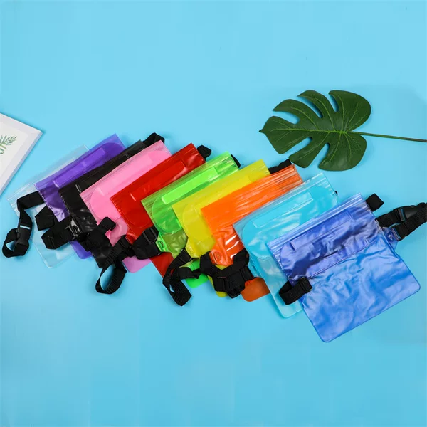 Spot outdoor beach water-splashing Festival mobile phone waterproof bag new three-layer sealed PVC storage waterproof waist bag