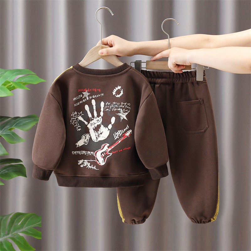 6321 Traje de otoño para niños 2025 nueva ropa de moda para niños suéter de otoño de dos piezas de primavera y otoño para bebés