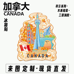 すごい！海外都市、欧米諸国、木製マグネット、金属製記念品、カナダ在庫あり、冷蔵庫用マグネット
