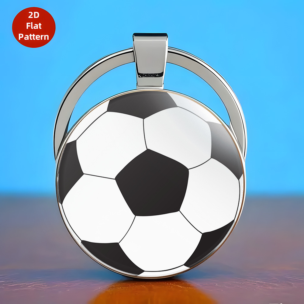 Cross-Border New Product Basketball Football Volleyball Keychain Glass Pendant European and American Fashion Car Keychain Pendant Accessories