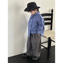 男童衬衫儿童衬衣秋装2025新款潮流时髦炸街格子衫男孩复古上衣潮