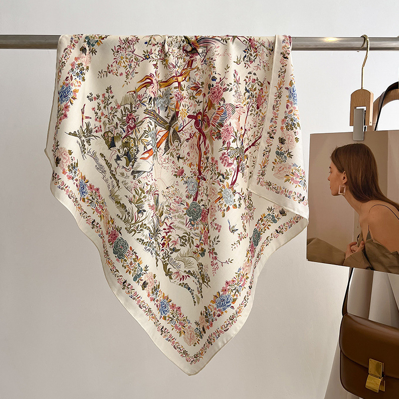40g Weight Silk Scarf Classification Outdoor, Daily Occasion Cotton Material Ditsy Floral Pattern Autumn&Winter Season Women's Gender Vintage Style, Simple Style Style Women's Vintage Style Simple Style Ditsy Floral Cotton Silk Scarf 8