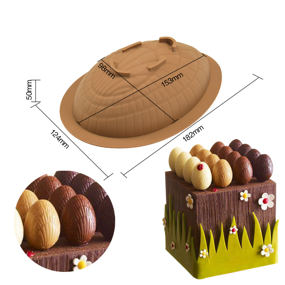 Pascua de dos piezas único semicírculo huevo mousse pastel molde DIY chocolate percusión silicona molde para hornear