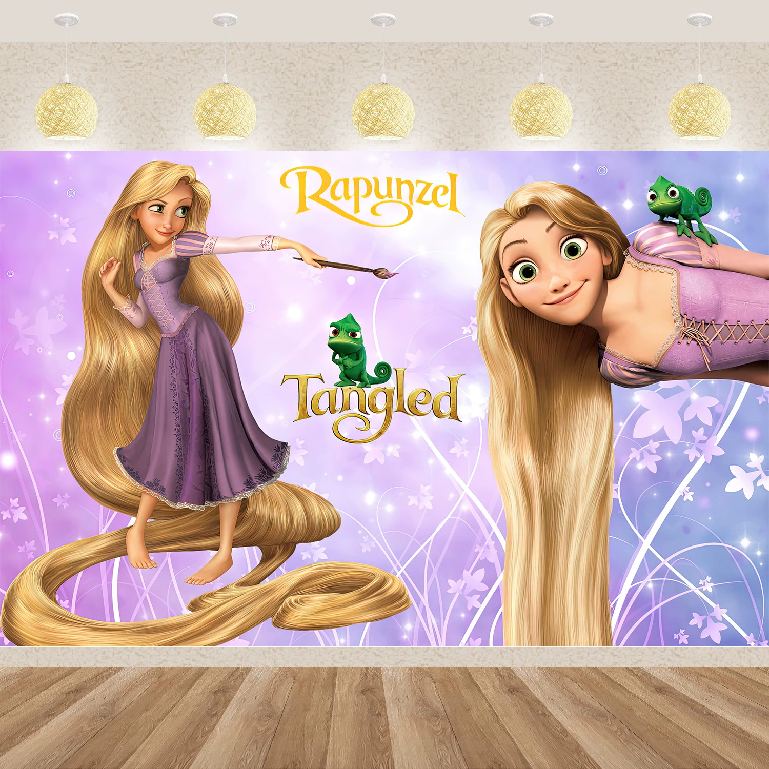 Трансграничная амазонка Рапунцель фоновая ткань Фотография ткань День рождения фоновая ткань виниловый материал фоновая ткань