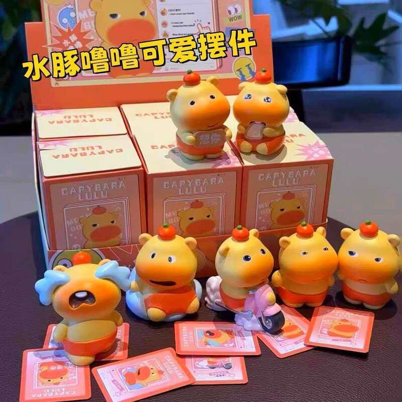 Popular Cartoon Capybara Lulu Figurine Blind Box Trendy Toy Cute Peripheral Capybara Creative Car Decoration Doll