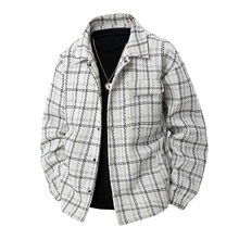 2025春季新款小香风夹克男上衣潮牌小众设计休闲格子外套一件代发