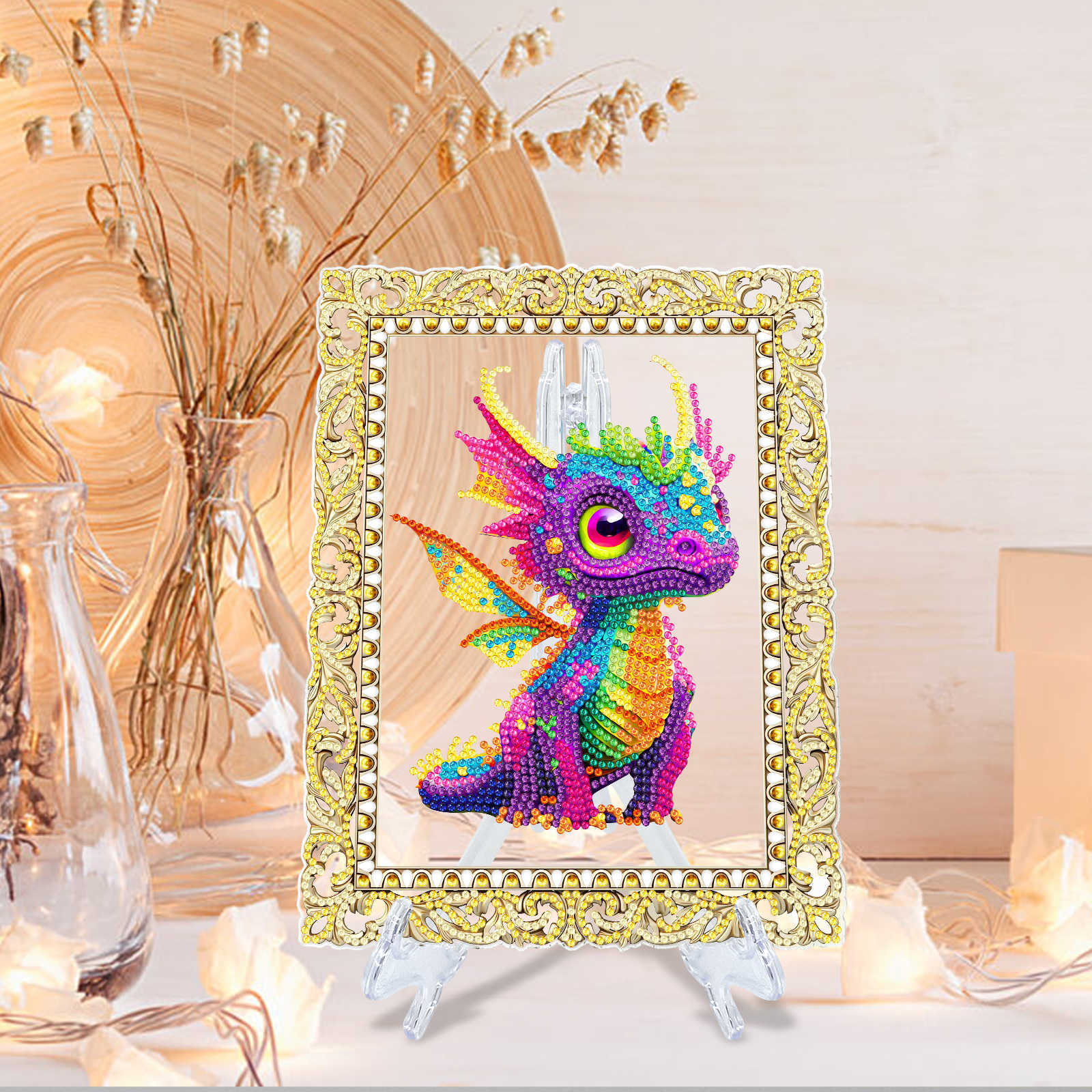 Diamante alrededor de la pintura Fuente transfronteriza hecha a mano DIY dibujos animados taladro pegatinas decoración adornos de escritorio