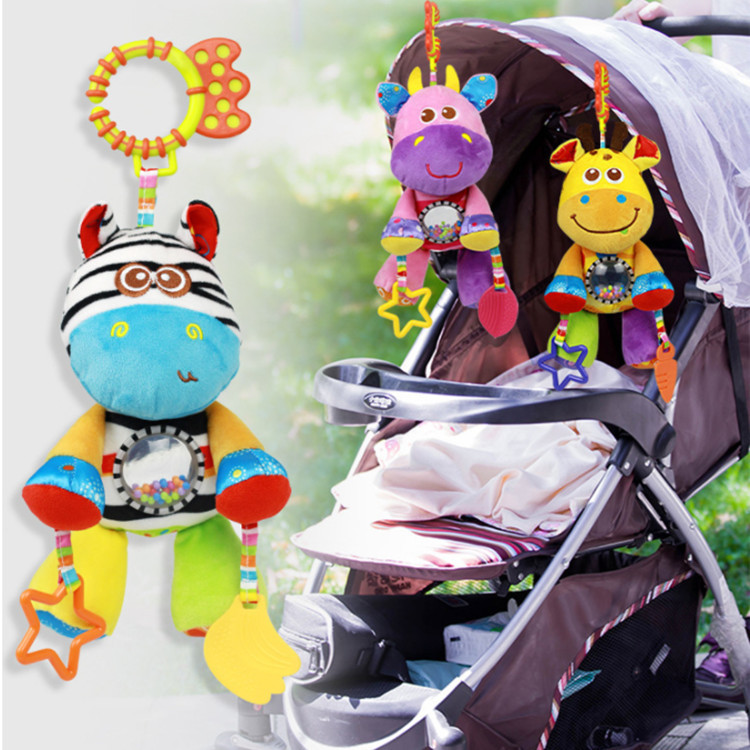 Cama de coche de bebé que cuelga 0-1 años de edad bebé animal cama colgante juguete de peluche con sonajero calmante muñeca cama de coche juguete colgante