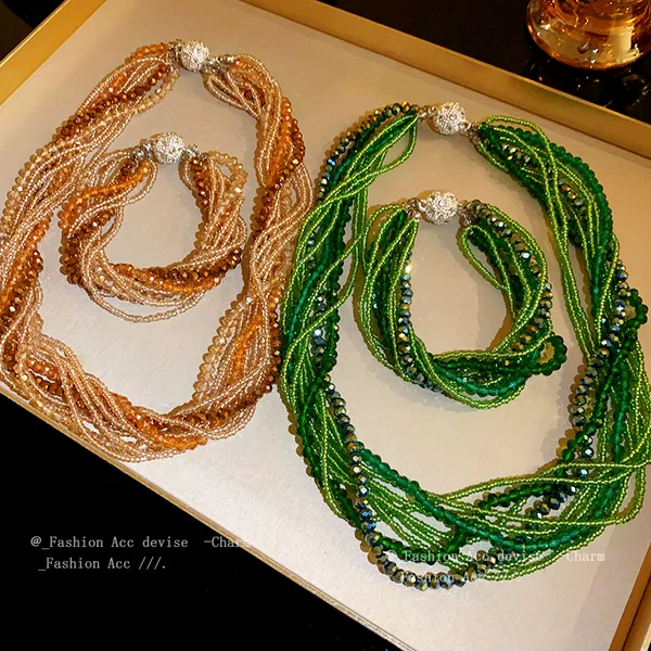 Diamond-encrusted multi-layer winding crystal bracelet Bohemian niche Joker bracelet personality fashion temperament jewelry wholesale