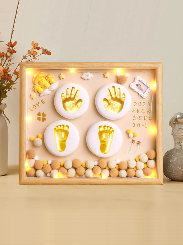 Full Moon Commemorative Hand and Foot Print Photo Frame, 100-Day Hand and Foot Print, Baby Hair and Umbilical Cord Collection, Newborn Ritual Gift Full Moon Commemorative Hand and Foot Print Photo Frame, 100-Day Hand and Foot Print, Baby Hair and Umbilical Cord Collection, Newborn Ritual Gift