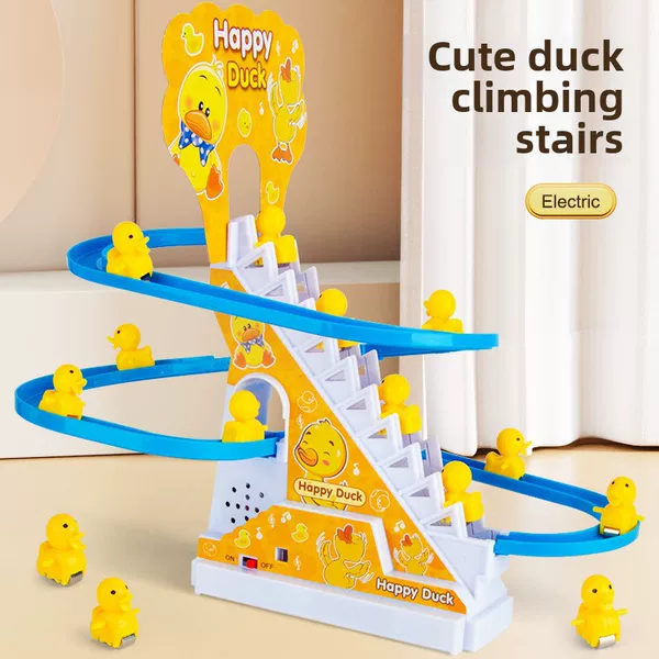 Little Duck Automatic Climbing Stairs Electric Rail Car Kidsren's Educational Little Yellow Duck Slide Toy