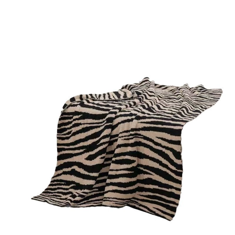 Zebra, вязаный диванный плед, пуховое одеяло, декор